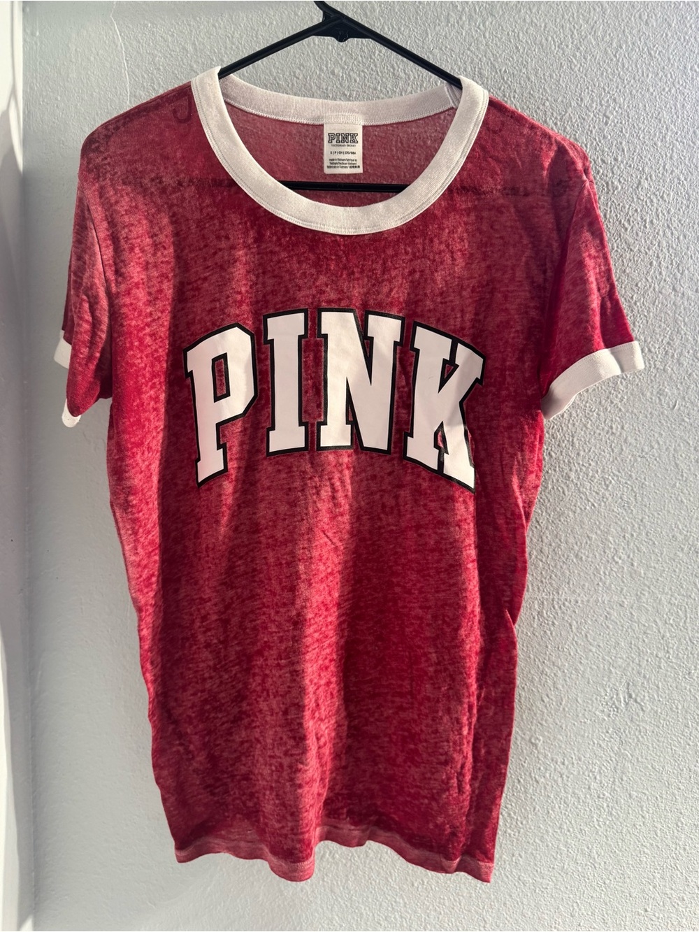 PINK Victoria's Secret Red Shirt with White Trim